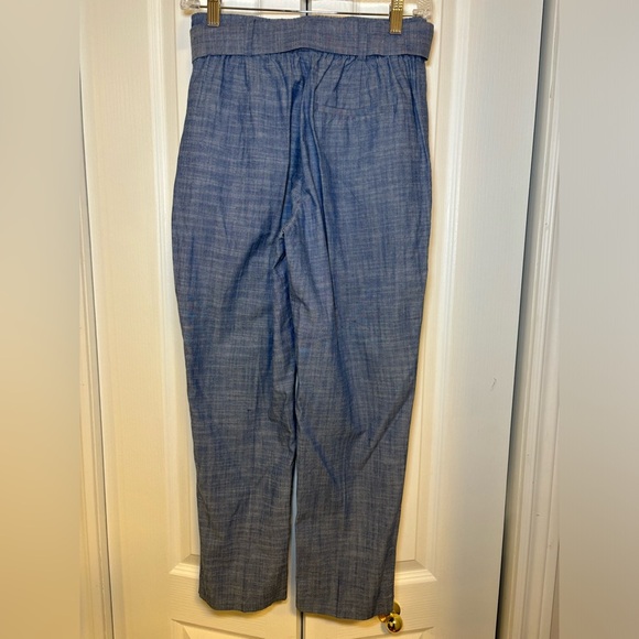 Zara -Basic Tie Waist Blue Jogger Pants 100% Cotton - Picture 4 of 7
